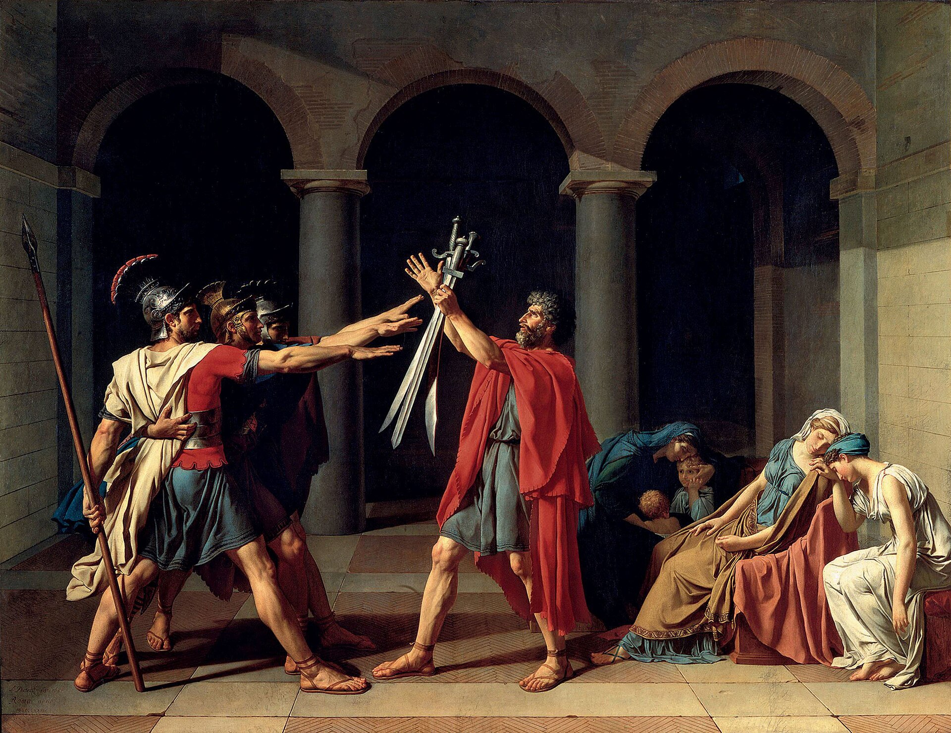 Jacques-Louis David, Oath of the Horatii, 1784 · Wikimedia Commons (PD)